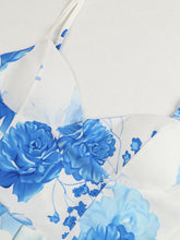 Ombre Blumenkleid Spaghettiträger Hoher Schlitz Stufenkleid Lässige Sommer Maxikleider